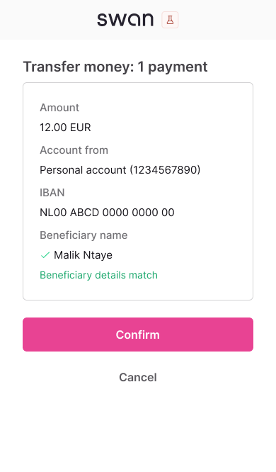 VoP Match mobile consent screen